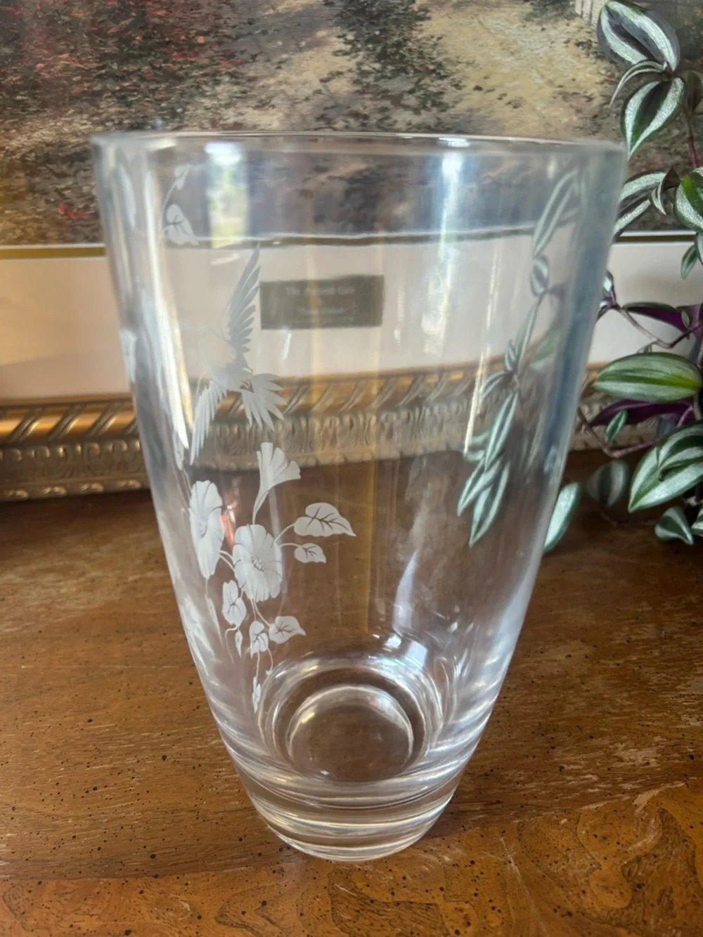 Vintage Avon Fostoria Lead Crystal Hummingbird Vase - Picture 3 of 11